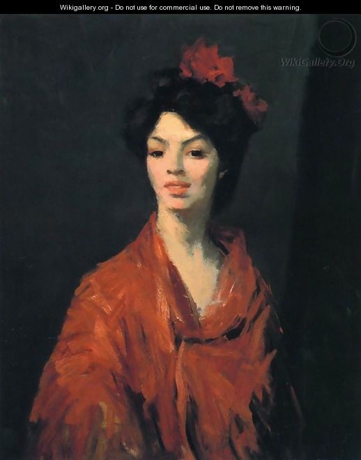 Spanish Woman In A Red Shawl - Robert Henri