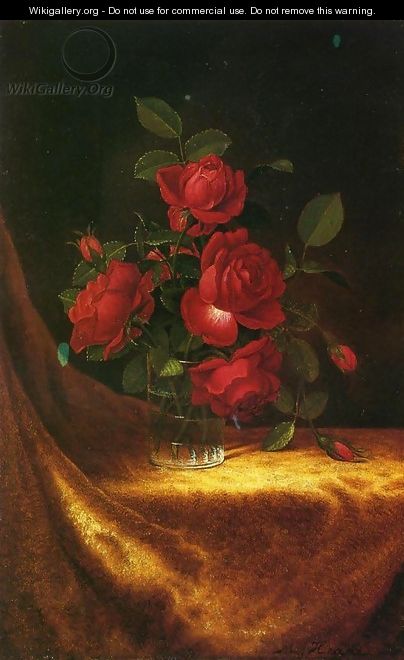Four Roses In A Glass - Martin Johnson Heade