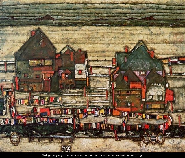 Houses With Laundry Aka Seeburg II - Egon Schiele