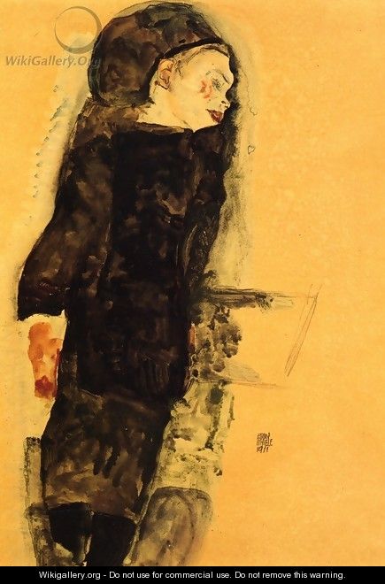 Reclining Girl With Round Head - Egon Schiele