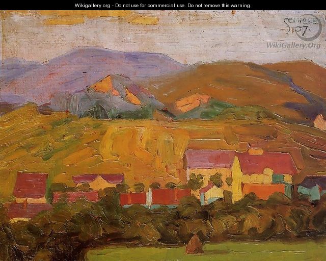 Village With Mountains - Egon Schiele