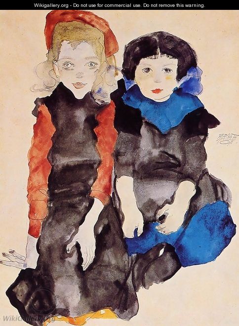 Two Little Girls - Egon Schiele