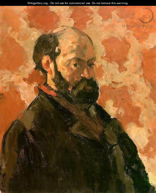 Self Portrait With A Rose Background - Paul Cezanne