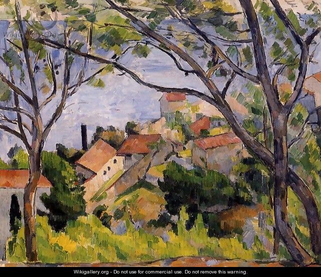 L Estaque View Through The Trees - Paul Cezanne