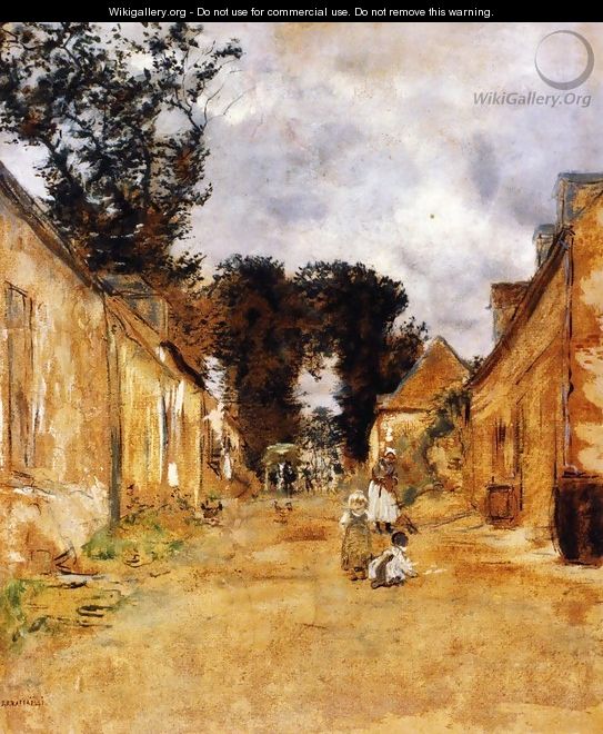 Street In A Rural Village - Jean-Francois Raffaelli
