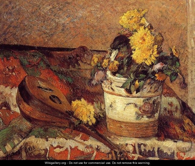 Dahlias And Mandolin - Paul Gauguin