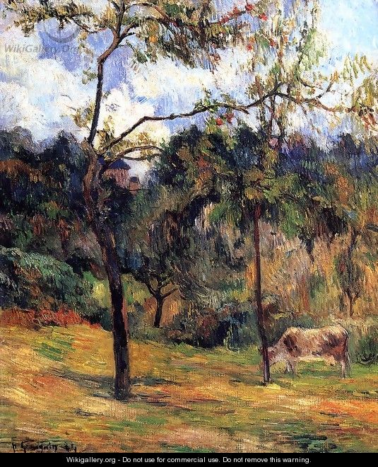 Cow In A Meadow Rouen - Paul Gauguin