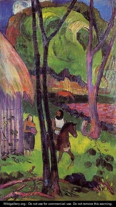 Cavalier Devant La Case - Paul Gauguin