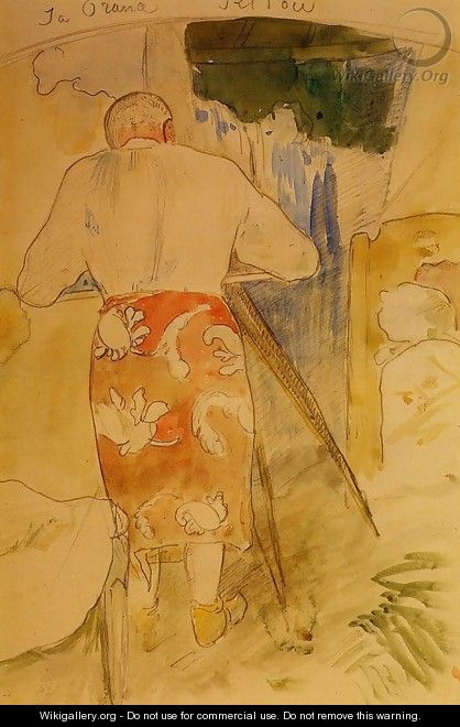 Ja Orana Ritou Aka Self Portrait Of The Artist At His Drawing Table Tahiti - Paul Gauguin