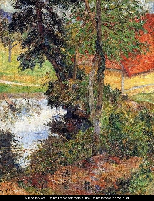 Red Roof By The Water - Paul Gauguin