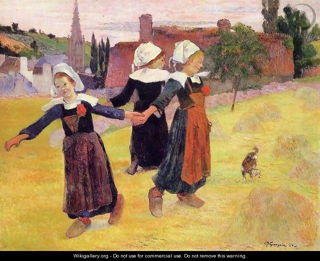 Breton Girls Dancing Aka Dancing A Round In The Haystacks - Paul Gauguin