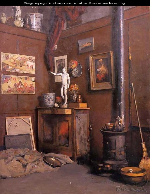 Interior Of A Studio With Stove - Gustave Caillebotte