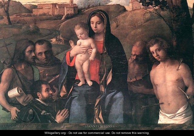 Madonna and Child with Four Saints and Donator 1507 - Giovanni Bellini