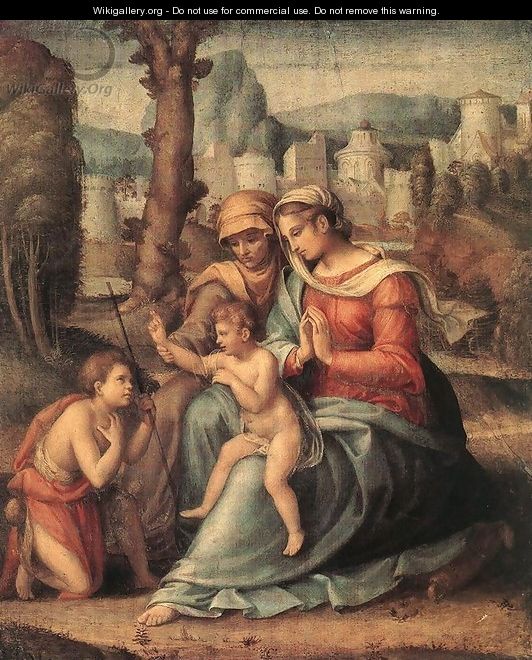 Madonna with Child, St Elisabeth and the Infant St John the Baptist 1530s - Francesco Ubertini Bacchiacca II