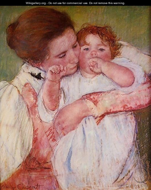 Little Ann Sucking Her Finger Embraced By Her Mother - Mary Cassatt
