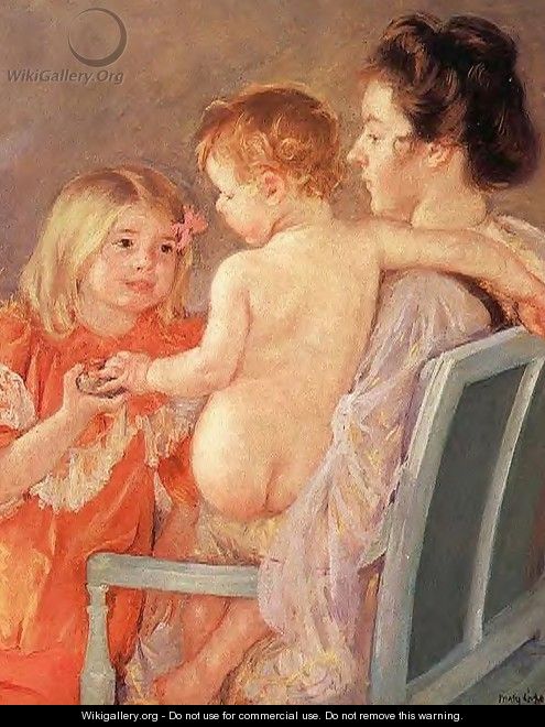Sara Handing A Toy To The Baby - Mary Cassatt