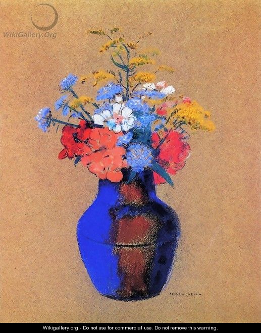 Wild Flowers In A Vase - Odilon Redon