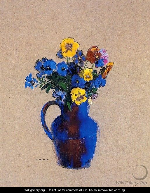 Vase Of Flowers Pansies - Odilon Redon