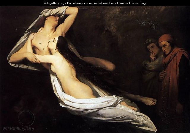 The Ghosts of Paolo and Francesca Appear to Dante and Virgil 1835 - Ary Scheffer