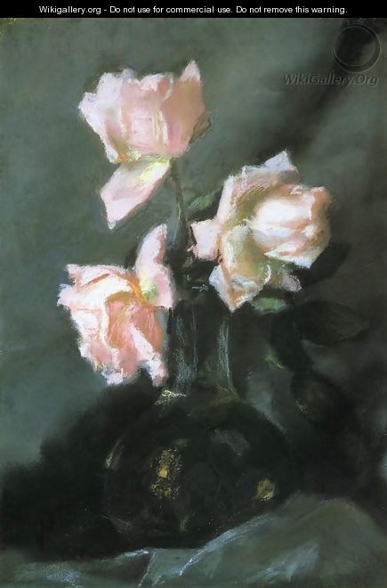 Roses In A Vase - John La Farge