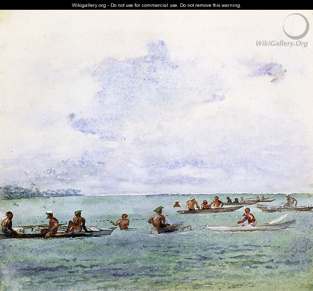 Fishing Party In Canoes Samoa - John La Farge