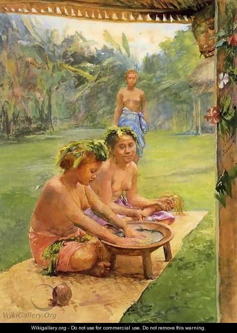 Young Girls Preparing Kava - John La Farge