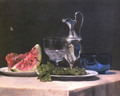 Still Life Study Of Silver Glass And Fruit - John La Farge