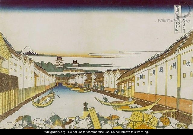 Nihonbashi in Edo (Edo Nihonbashi) - Katsushika Hokusai