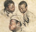 Three Studies of the Head of a Young Negro - Jean-Antoine Watteau