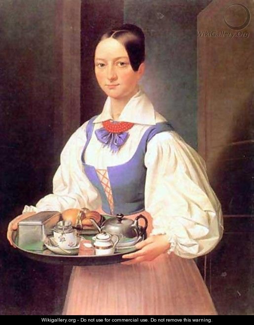 Girl with Breakfast on a Tray - Marcin Jablonski