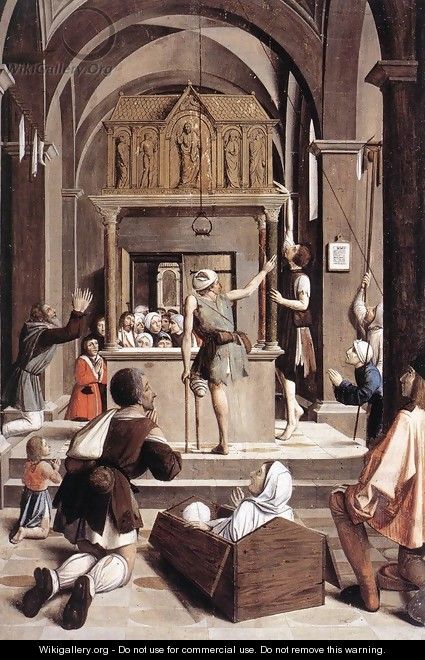 Pilgrims at the Tomb of St Sebastian 1497 - Josse Lieferinxe