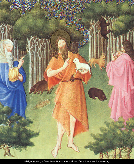Belles Heures de Duc du Berry -Folio 211- St. John the Baptist in the Wilderness 1408-09 - Jean Limbourg