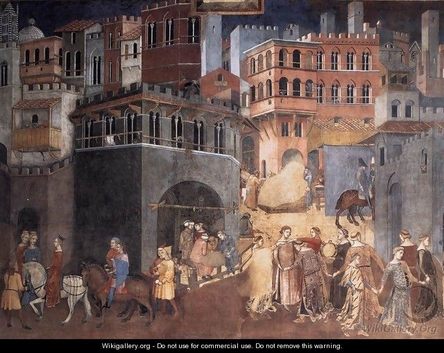 Effects of Good Government on the City Life (detail-3) 1338-40 - Ambrogio Lorenzetti