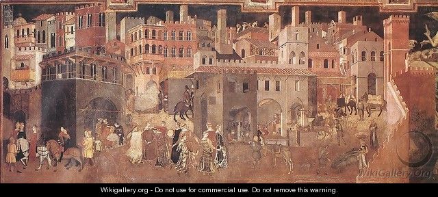 Effects of Good Government on the City Life (detail-1) 1338-40 - Ambrogio Lorenzetti