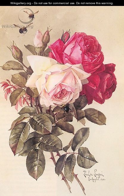 Roses and Bumblebees 1904 - Paul De Longpre