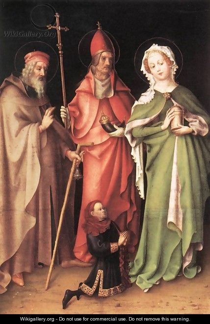 Saints Catherine, Hubert and Quirinus with a Donor c. 1435 - Stefan Lochner