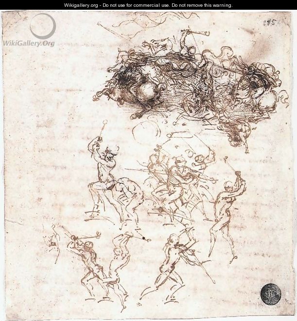 Study of battles on horseback and on foot (2) 1503-04 - Leonardo Da Vinci