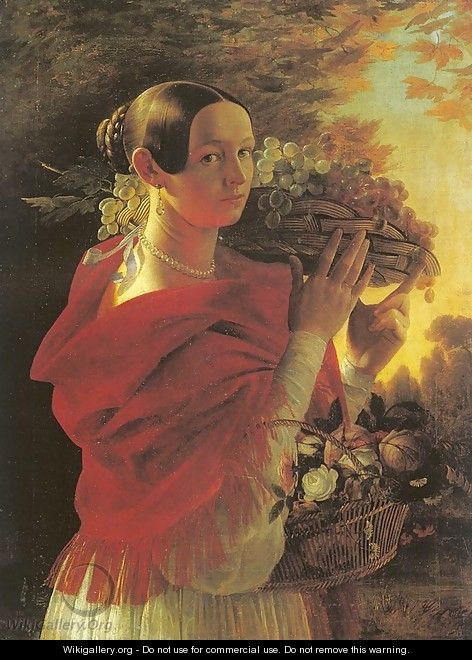 Young Woman with Basket 1835 - Ivan Khrutsky