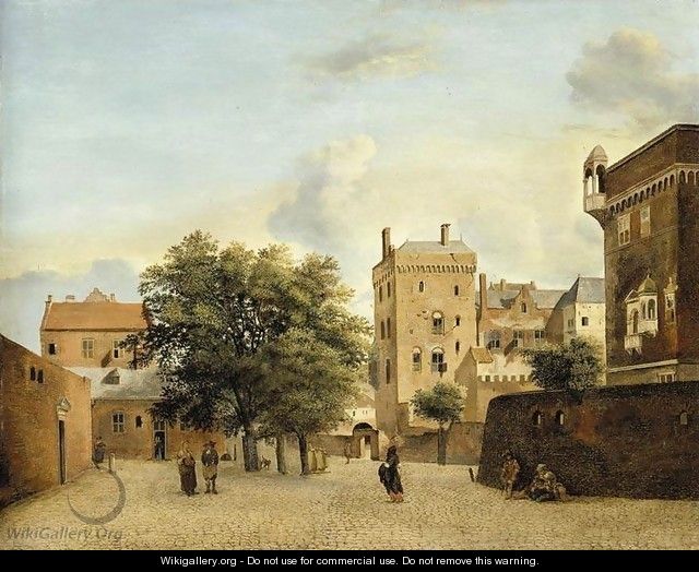 View of a Small Town Square c. 1660 - Jan Van Der Heyden