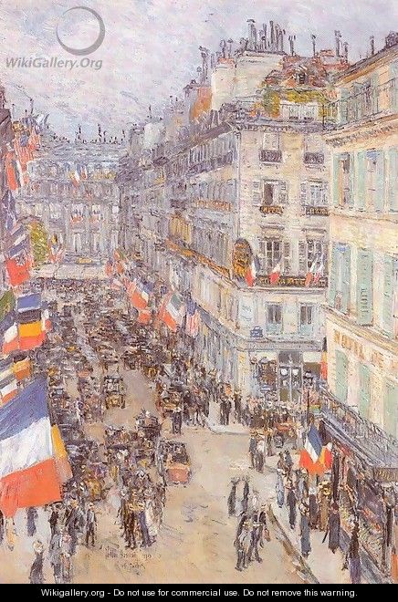 July Fourteenth, Rue Daunou 1910 - Childe Hassam