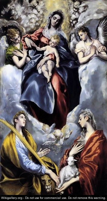 The Virgin and Child with St Martina and St Agnes 1597-99 - El Greco (Domenikos Theotokopoulos)