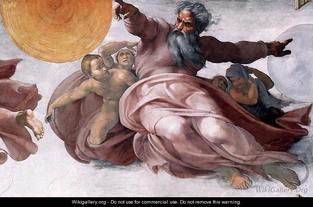 Creation of the Sun, Moon, and Plants (detail-1) 1511 - Michelangelo Buonarroti