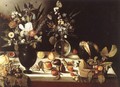 A Table Laden with Flowers and Fruit 1600-10 - Master of the Hartford Still-life