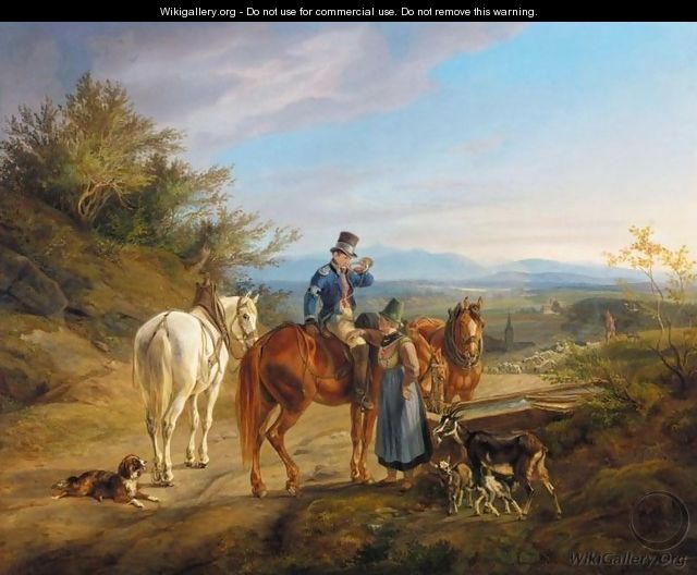 Halt on a Country Road (Rastender Reiter) 1836 - Adam Albrecht
