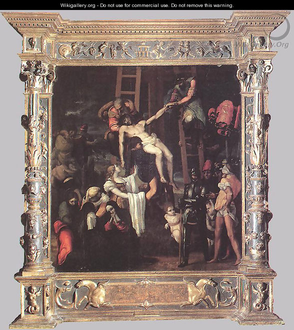 Descent from the Cross (with original frame) 1547 - Pedro Machuca