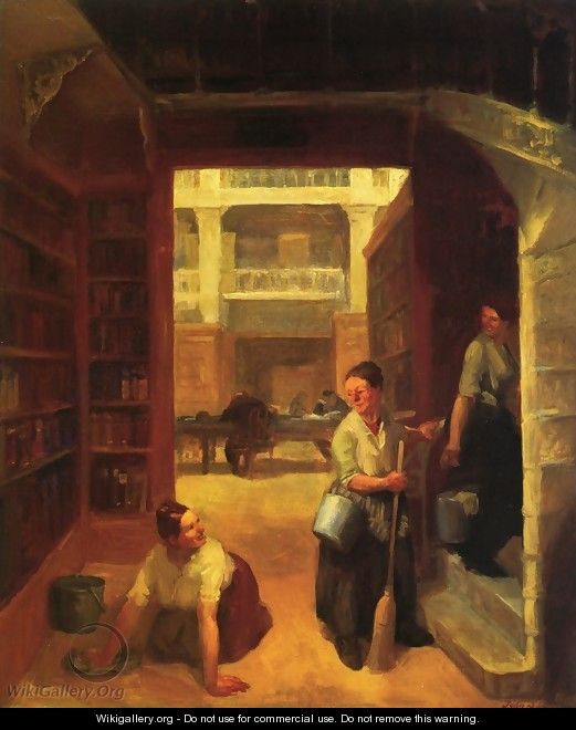 Scrubwoman, Astor Library - John Sloan