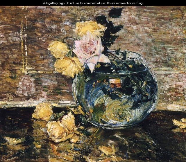 Roses in a Vase - Frederick Childe Hassam