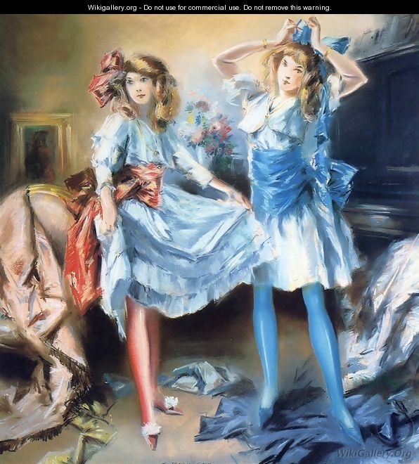 Two Girls Dressing for a Party - Everett Shinn