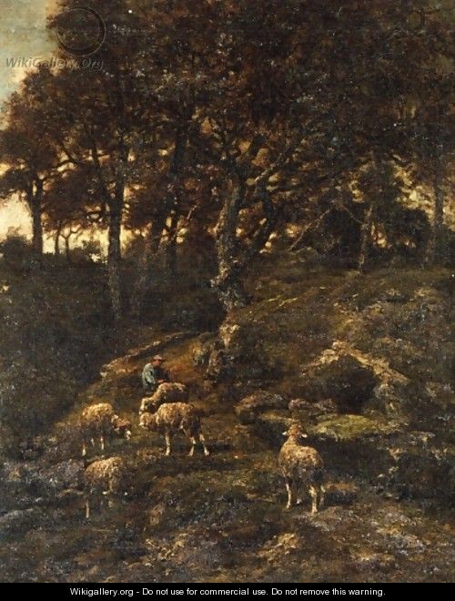 Shepherd and his Flock - Charles Émile Jacque