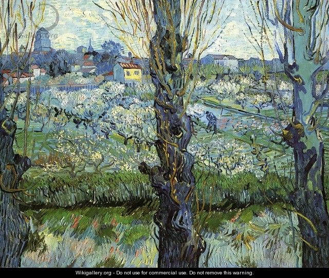 Orchard in Bloom with Poplars - Vincent Van Gogh